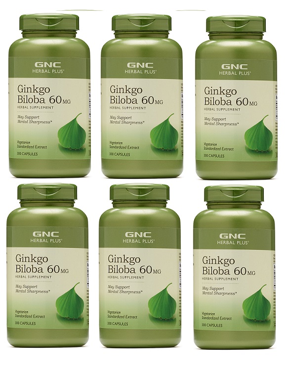 GNC Herbal Plus Ginkgo Biloba, Capsules 300 ea x 6